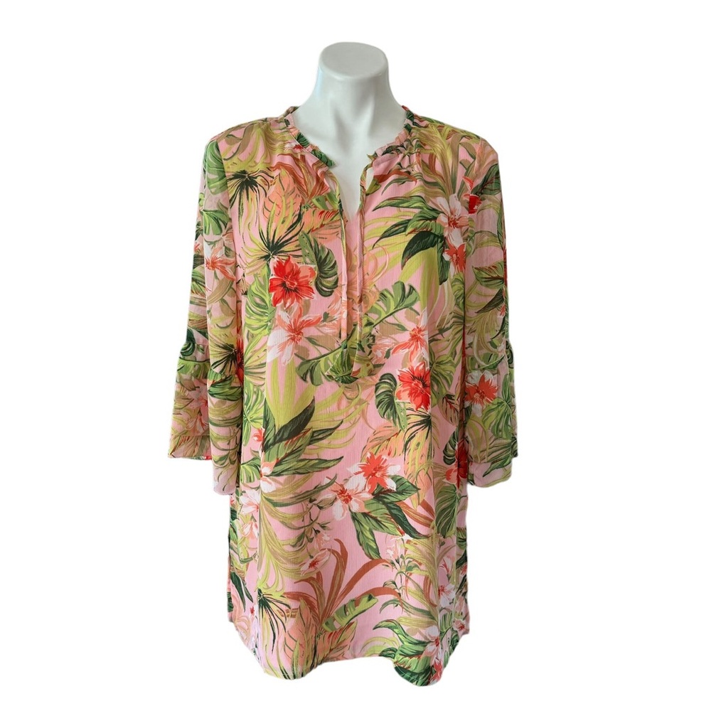 J. Jill Tropical Floral Pink Tunic